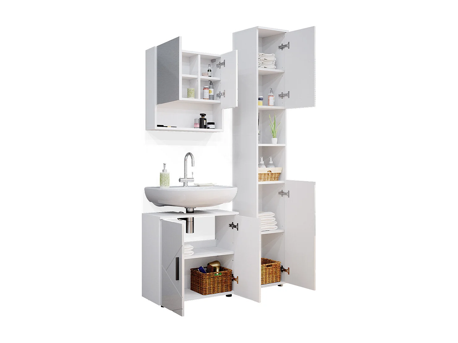 Meubles bain blanc haute brillance 80x41x58.6 irma