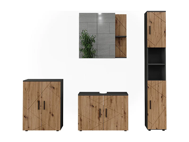 Set di mobili da bagno antracite/artisan 80x30x59 irma