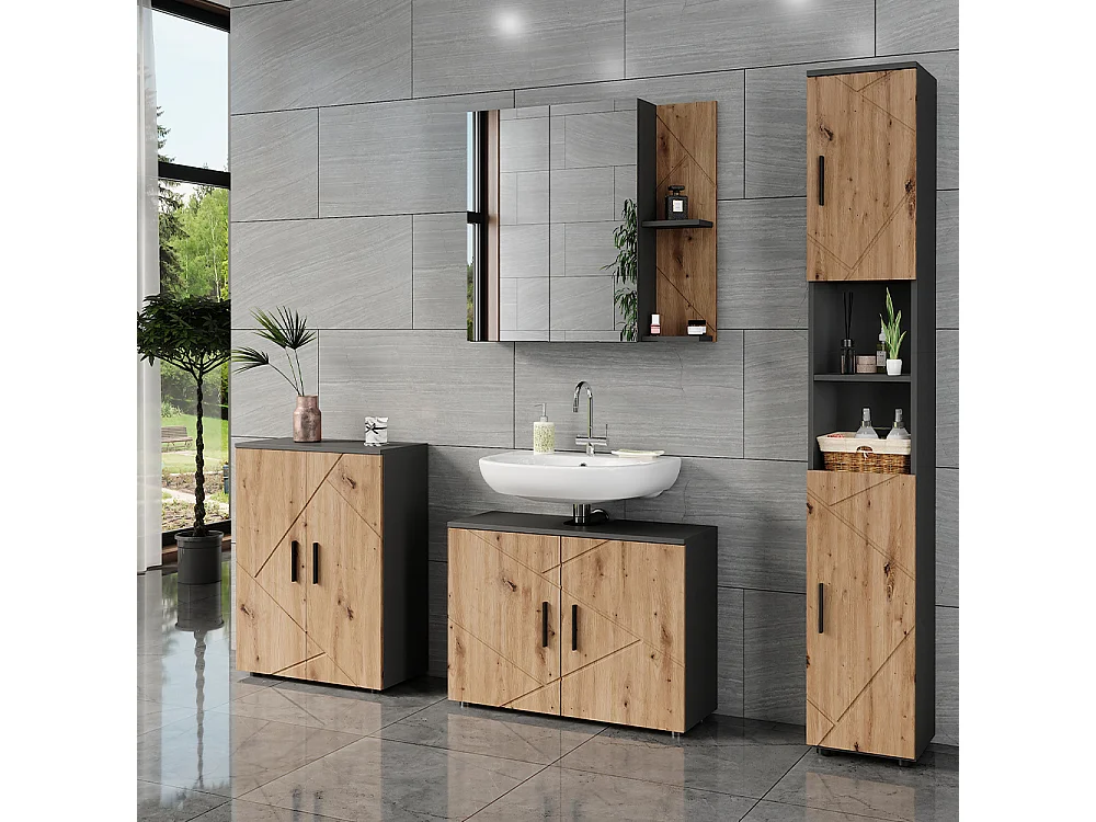 Set di mobili da bagno antracite/artisan 80x30x59 irma