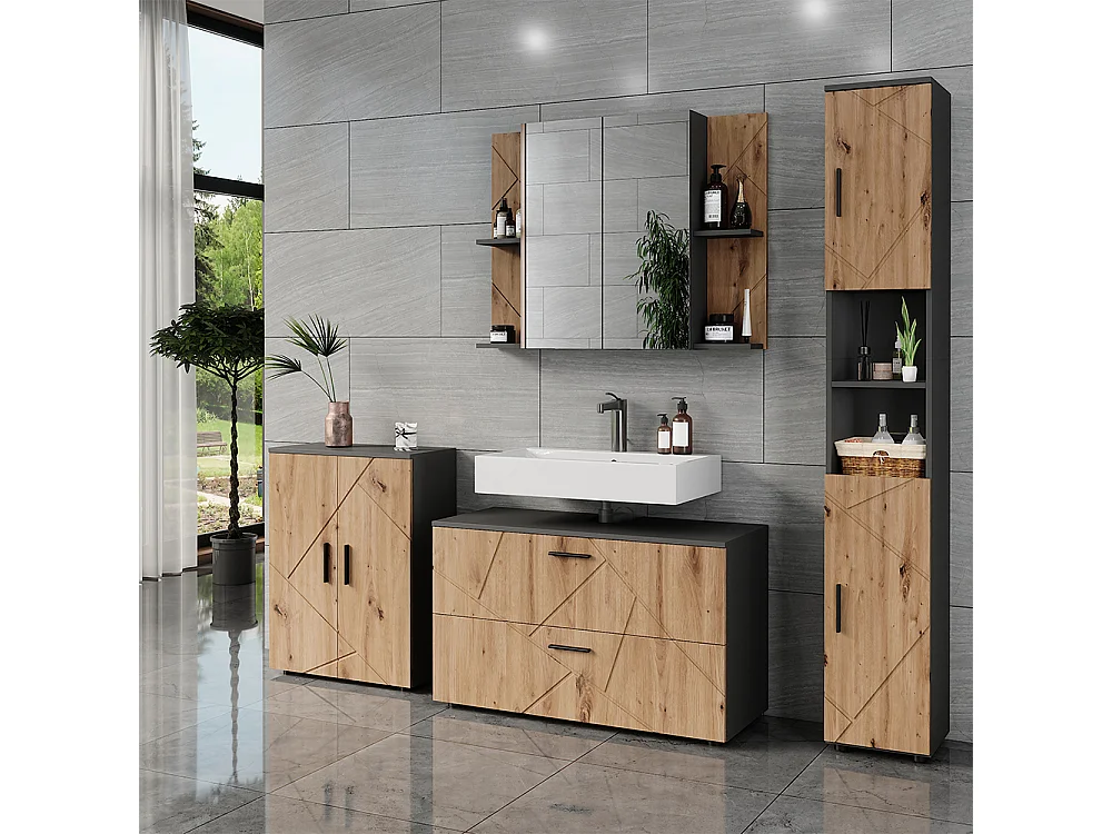 Set di mobili da bagno antracite/artisan 80x30x59 irma