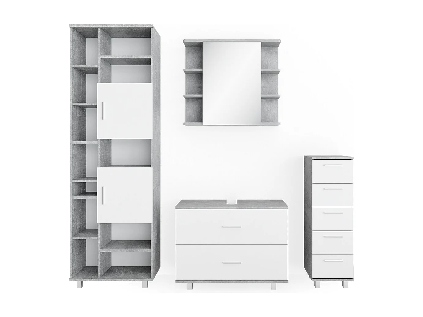 Badmöbel-Set beton/weiß 80.2x33x60.8 ilias