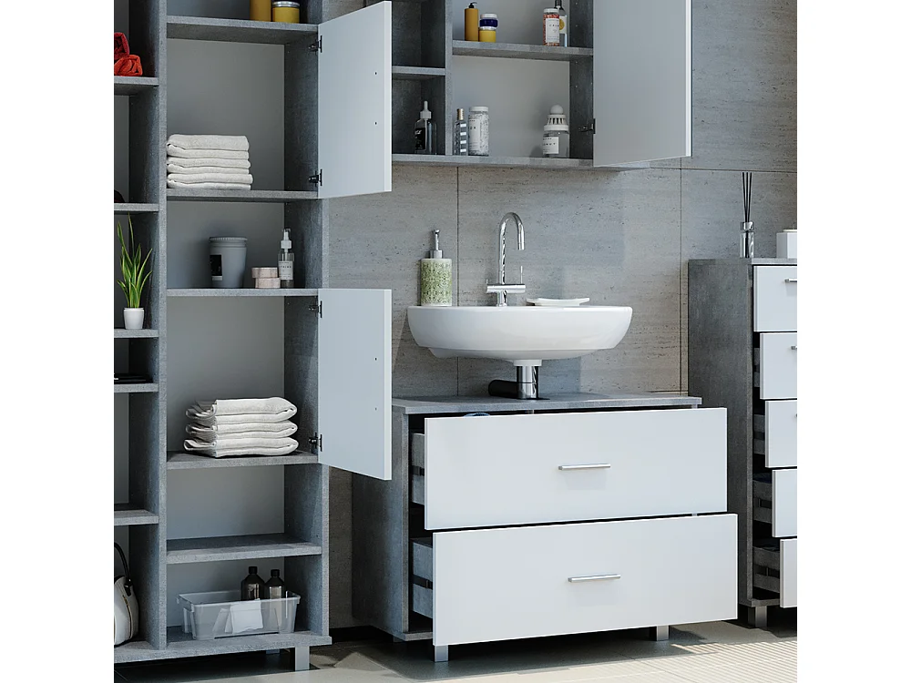 Badmöbel-Set beton/weiß 80.2x33x60.8 ilias