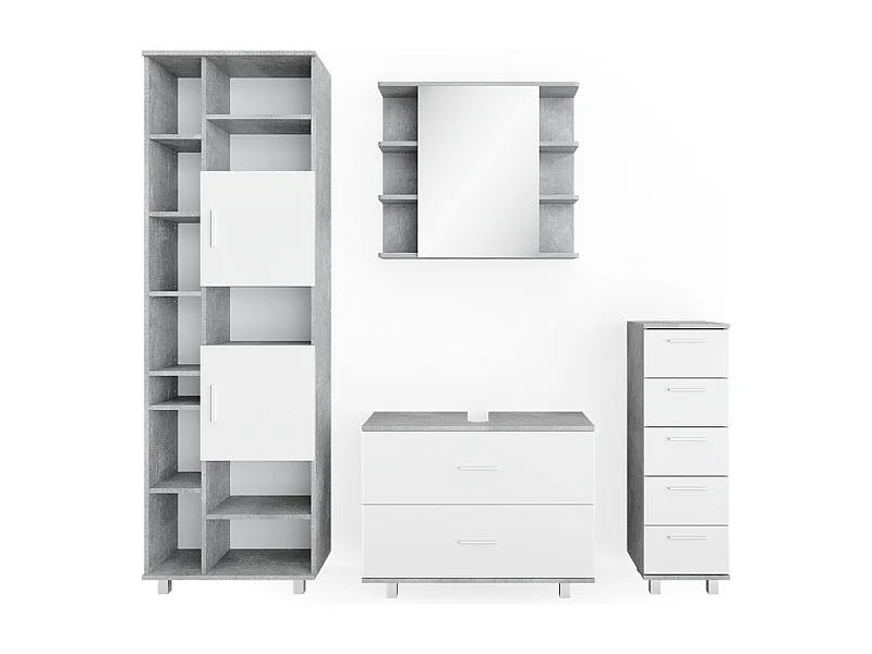 Meubles bain béton/blanc 80.2x33x60.8 ilias