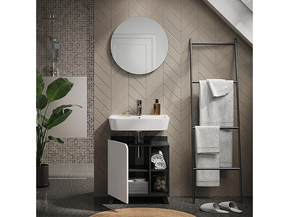 Badmöbel-Set anthrazit/weiß 60x35x65 karen