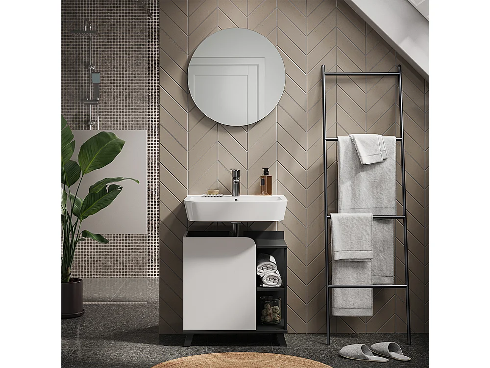 Meubles bain anthracite/blanc 60x35x65 karen