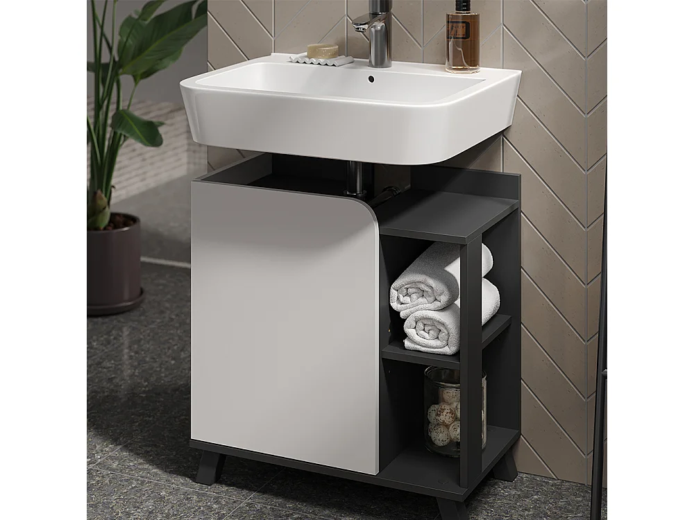 Meubles bain anthracite/blanc 60x35x65 karen