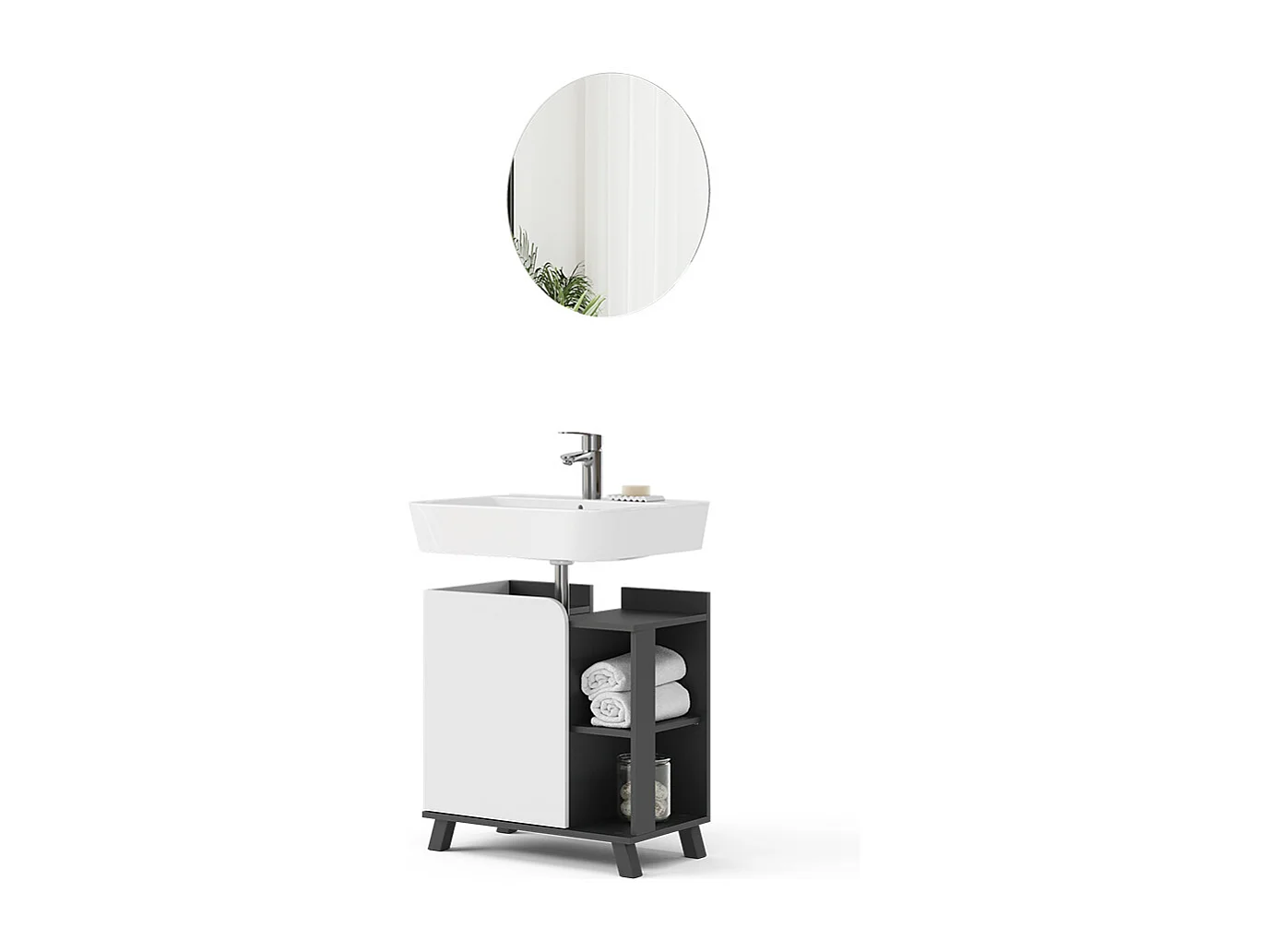 Meubles bain anthracite/blanc 60x35x65 karen