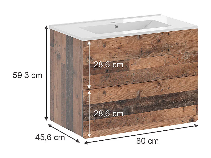 Ensemble de meubles de salle de bains oldstyle 80x46x59.3 izan