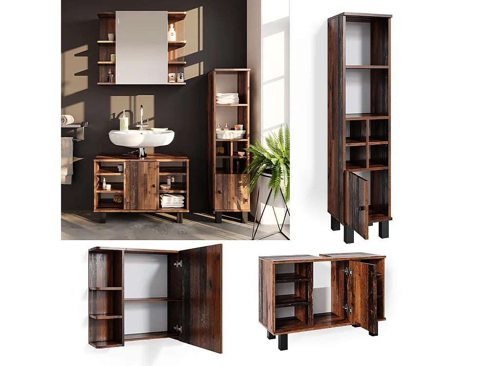 Set mobili bagno rovere rustico 60x32x54 fynn