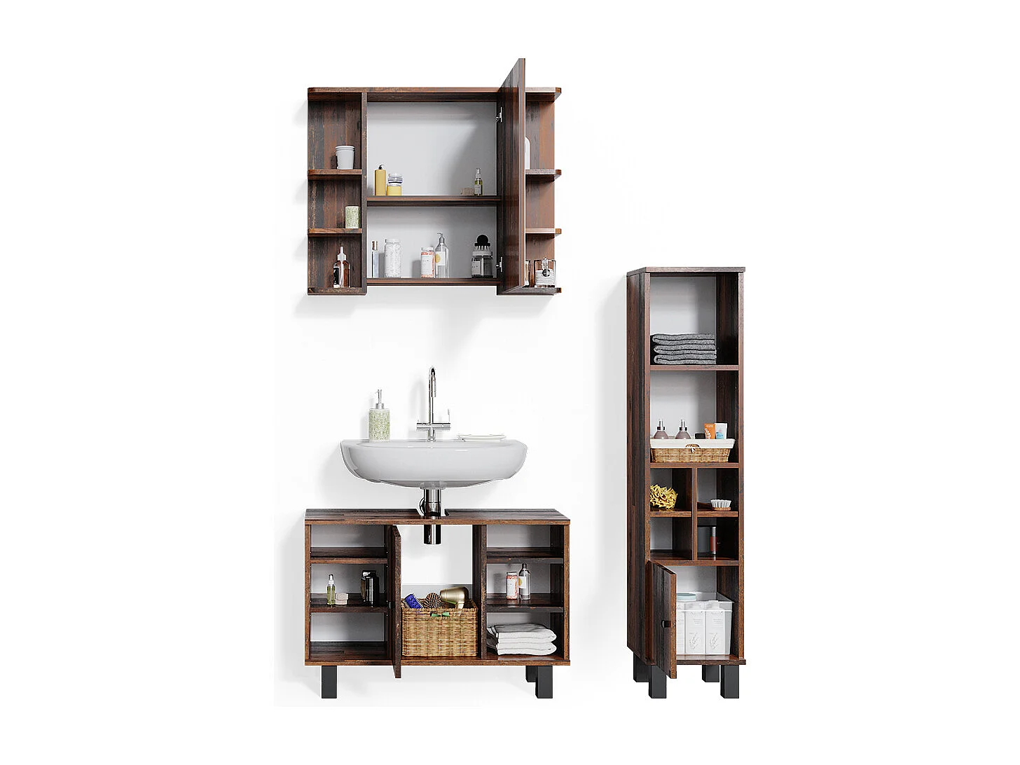 Meubles bain chêne rustique 60x32x54 fynn