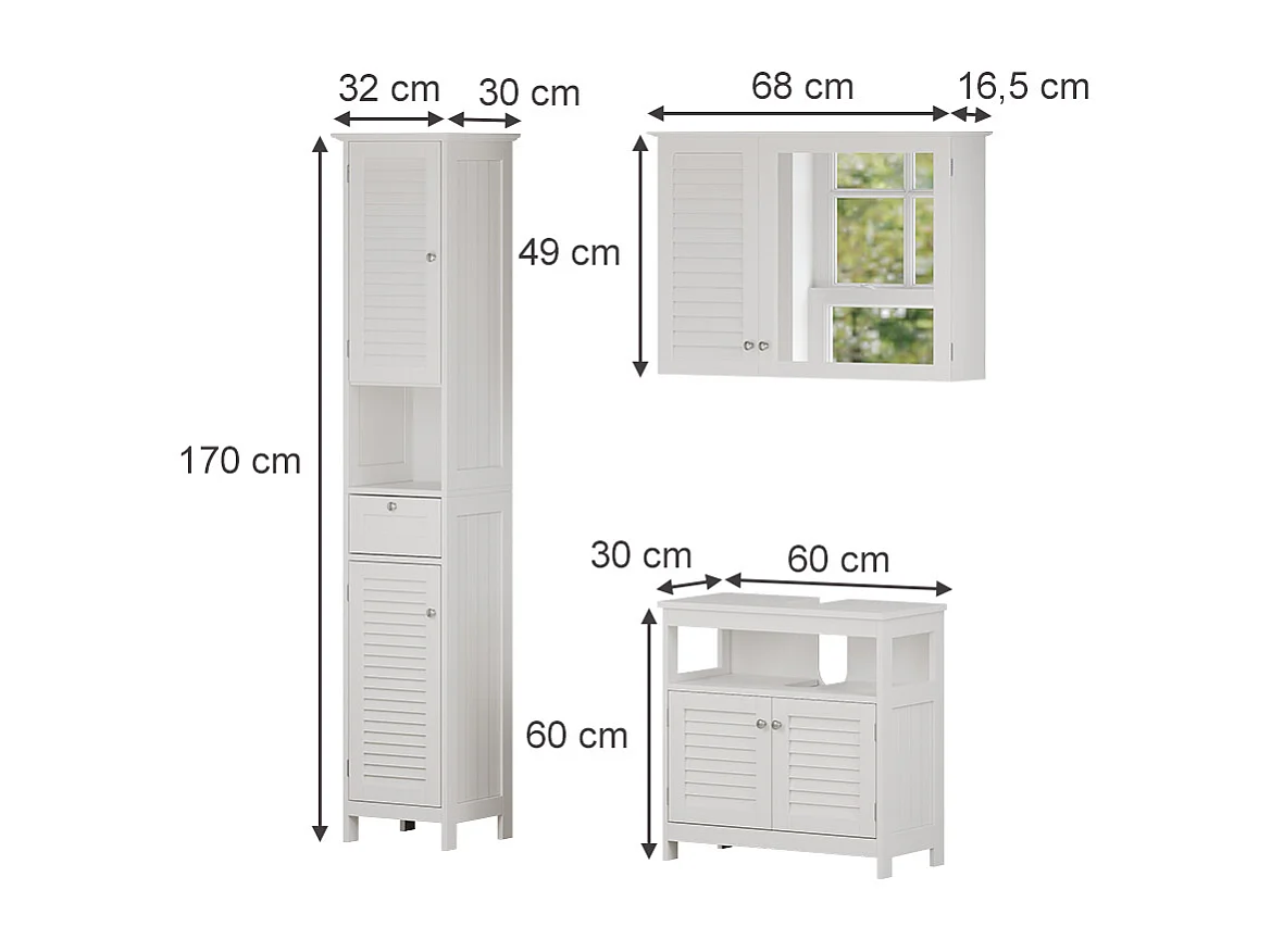 Set di mobili da bagno bianco 60x30x60 riad
