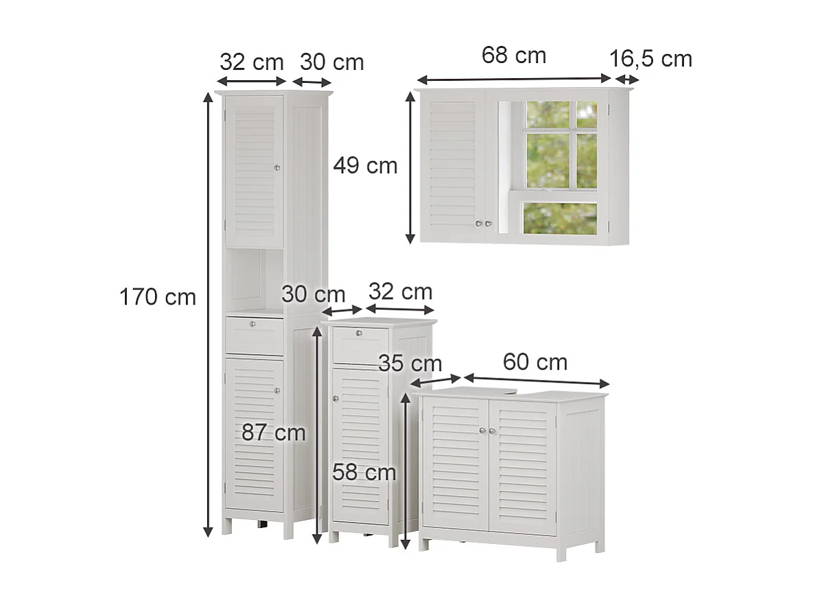 Zestaw mebli łazienkowych biały 60x35x58 riad