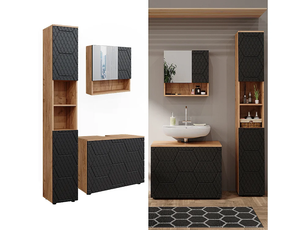 Badmöbel-Set anthrazit mit wabenstruktur 80x41x58.6 irma