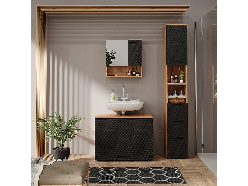 Badmöbel-Set anthrazit mit wabenstruktur 80x41x58.6 irma