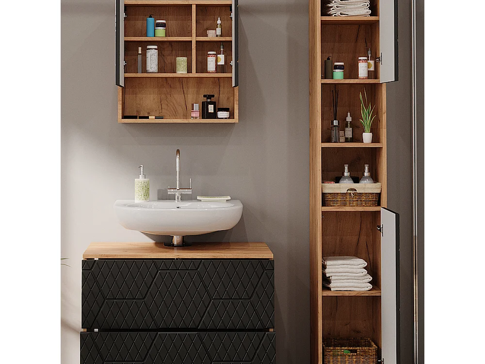 Badmöbel-Set anthrazit mit wabenstruktur 80x41x58.6 irma