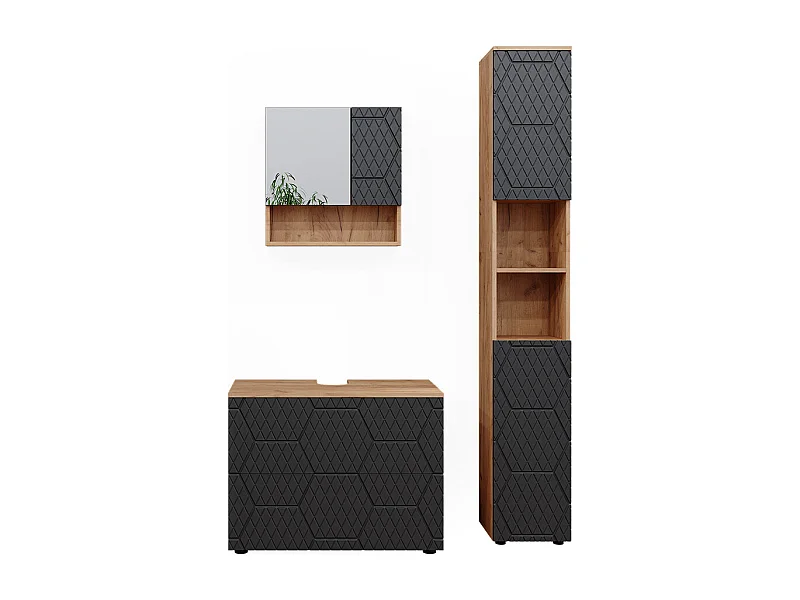 Set mobili bagno antracite con struttura a nido dape 80x41x58.6 irma