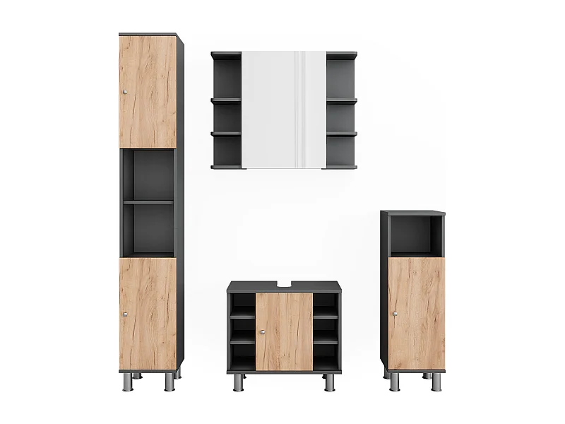 Badmöbel-Set anthrazit/goldkraft eiche 60x32x54 fynn