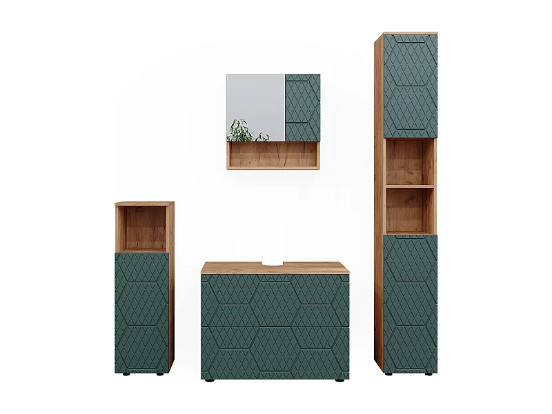 Conjunto de muebles de baño roble verde/dorado 80x41x58 irma
