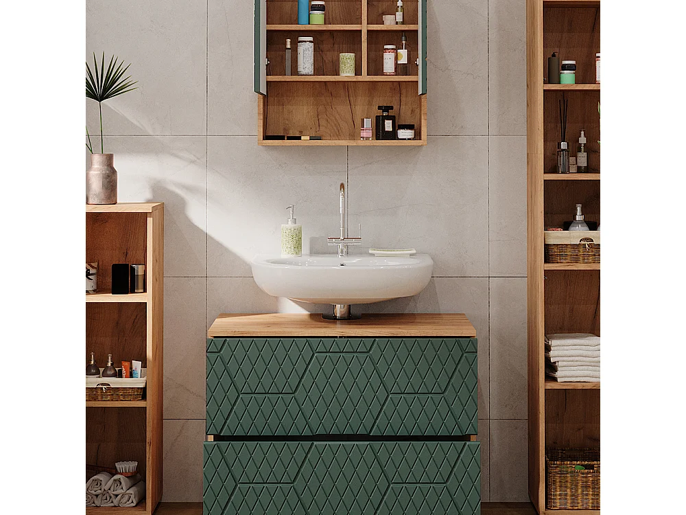 Conjunto de muebles de baño roble verde/dorado 80x41x58 irma