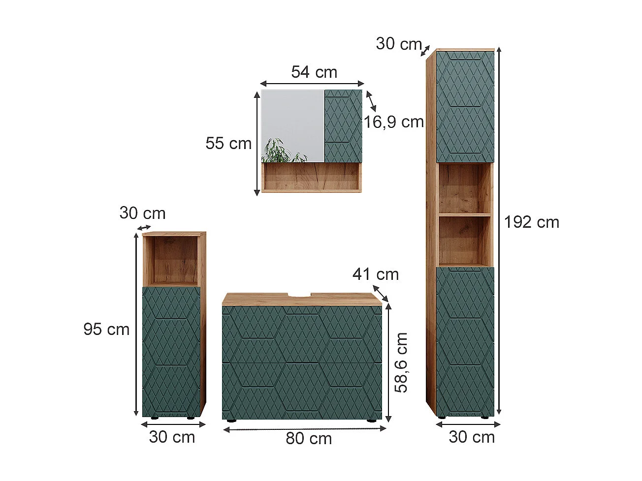 Meubles bain vert/force de lor chêne 80x41x58 irma