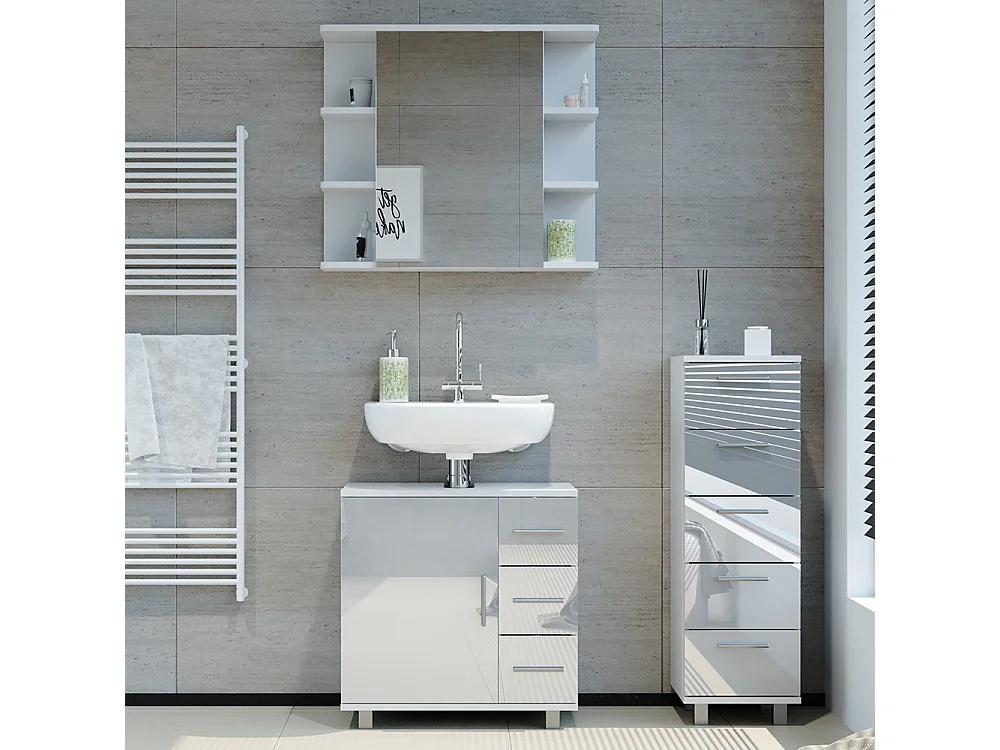 Set mobili bagno bianco lucido 60x33x60.8 ilias