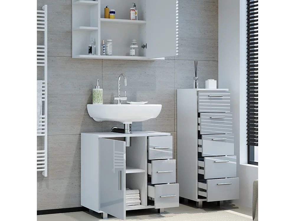 Set mobili bagno bianco lucido 60x33x60.8 ilias
