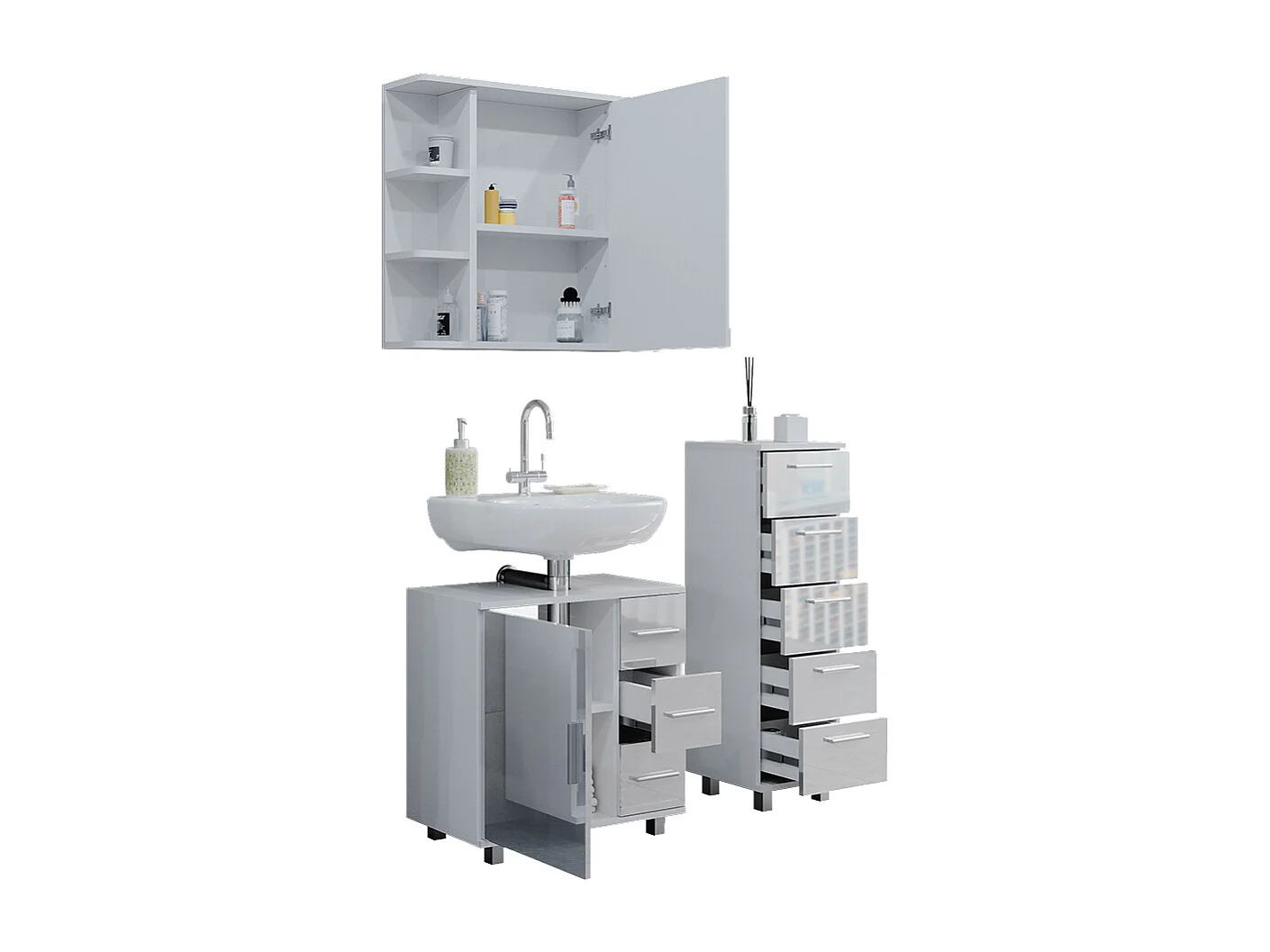 Set mobili bagno bianco lucido 60x33x60.8 ilias