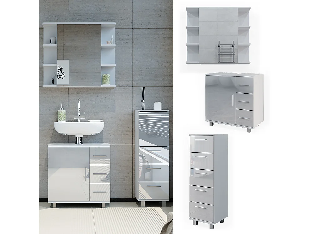 Meubles bain blanc haute brillance 60x33x60.8 ilias