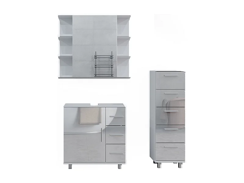 Badmöbel-Set weiß hochglanz 60x33x60.8 ilias