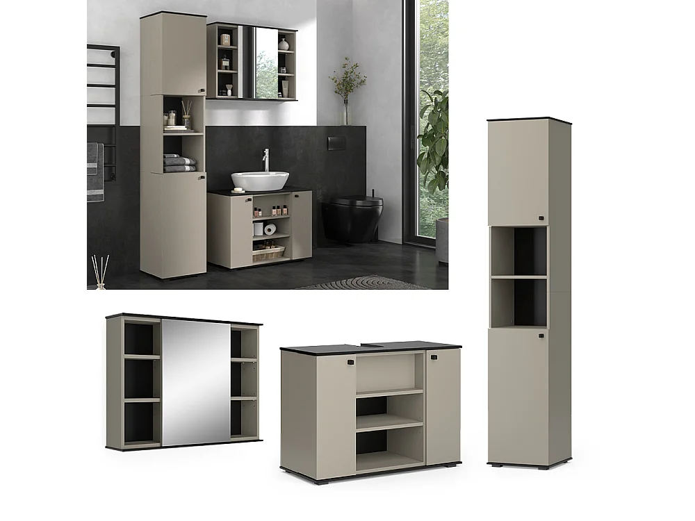 Meubles bain grège 80x37x59 joli