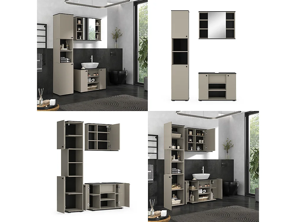 Meubles bain grège 80x37x59 joli