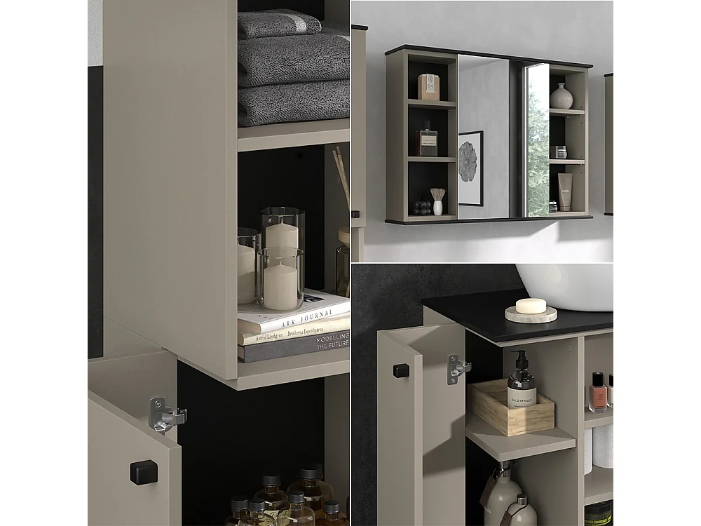 Meubles bain grège 80x37x59 joli