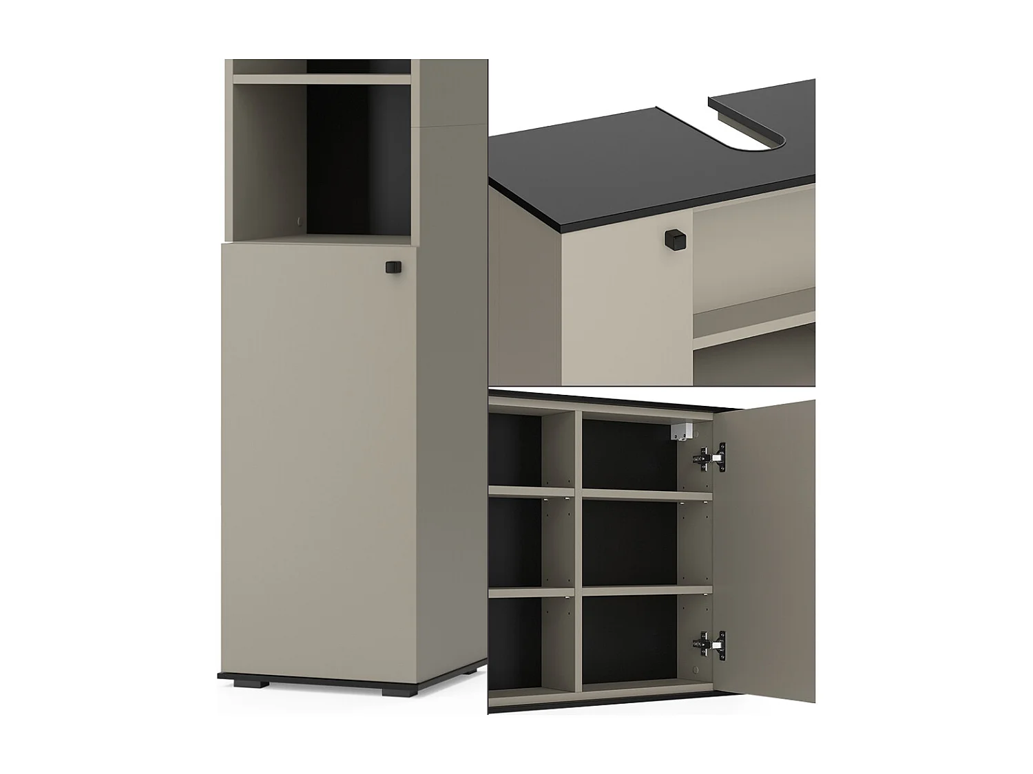 Meubles bain grège 80x37x59 joli