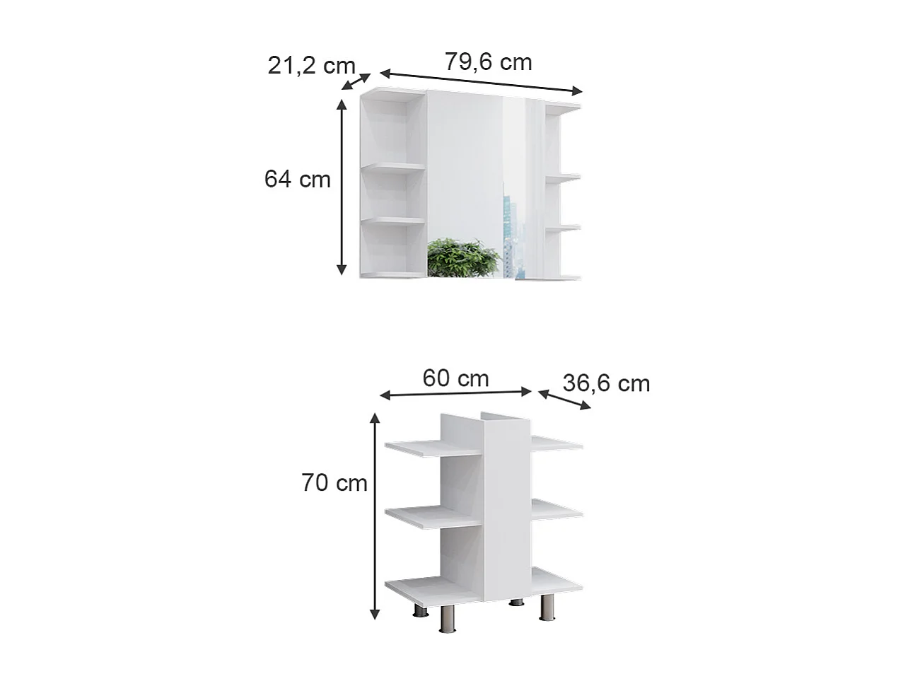 Badmöbel-Set weiß 79.6x36.6x64 fynn