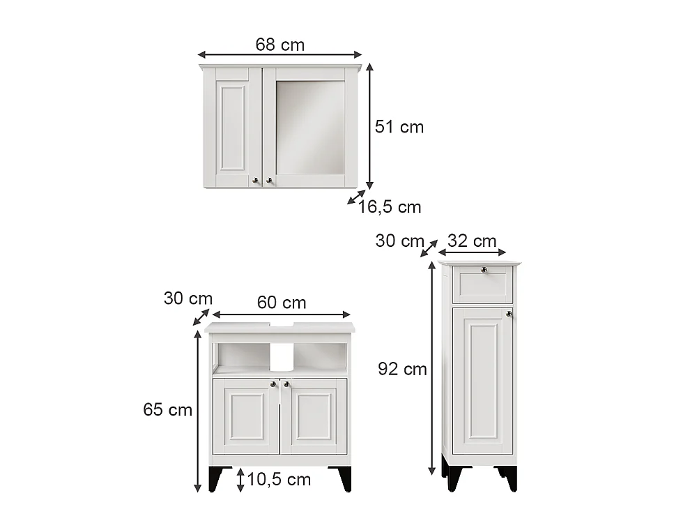 Badrumsmöbelset vit 60x30x65 vanity
