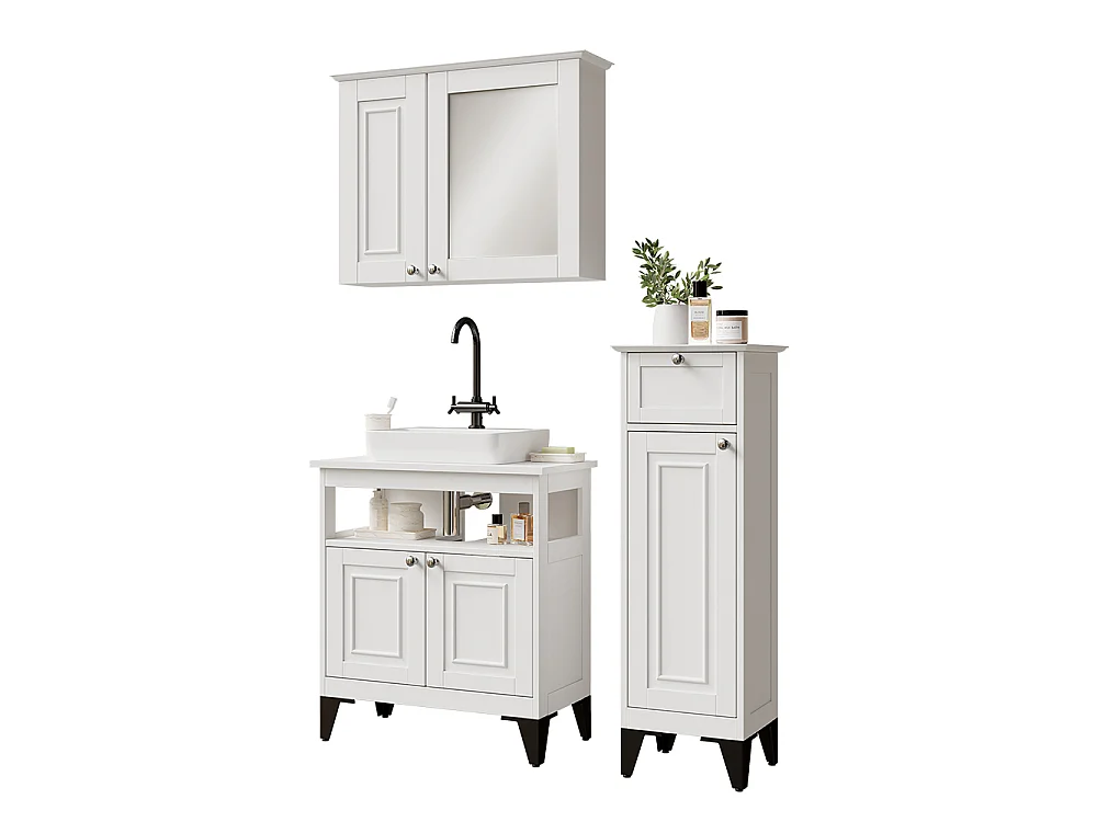 Badrumsmöbelset vit 60x30x65 vanity