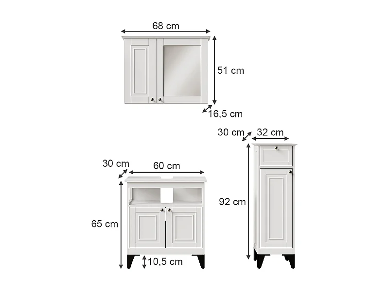 Set di mobili da bagno bianco 60x30x65 vanity