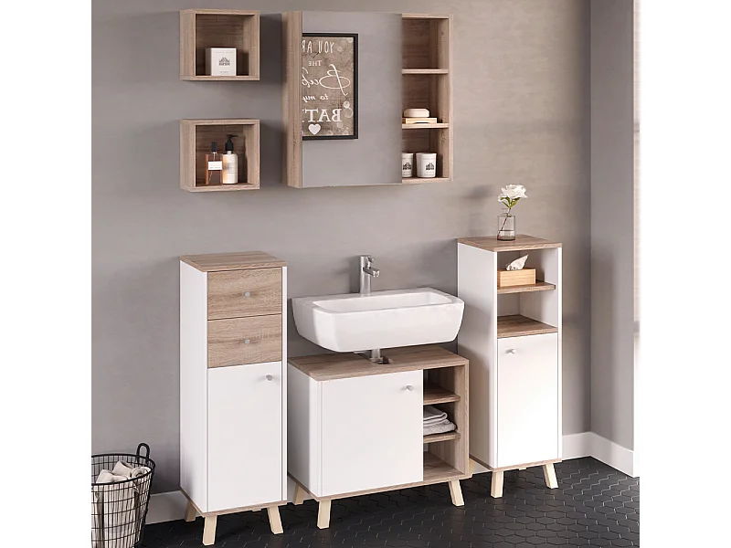 Set mobili bagno bianco 62x32x54 senyo
