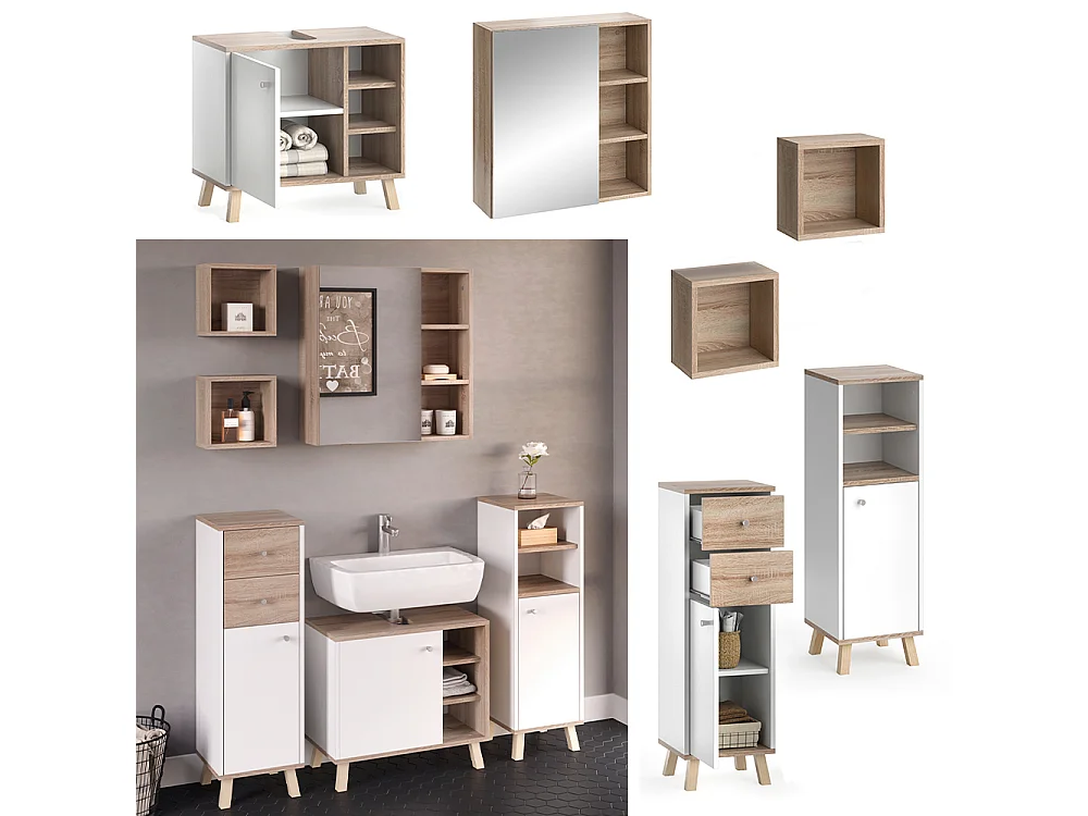 Bathroom furniture set white 62x32x54 senyo