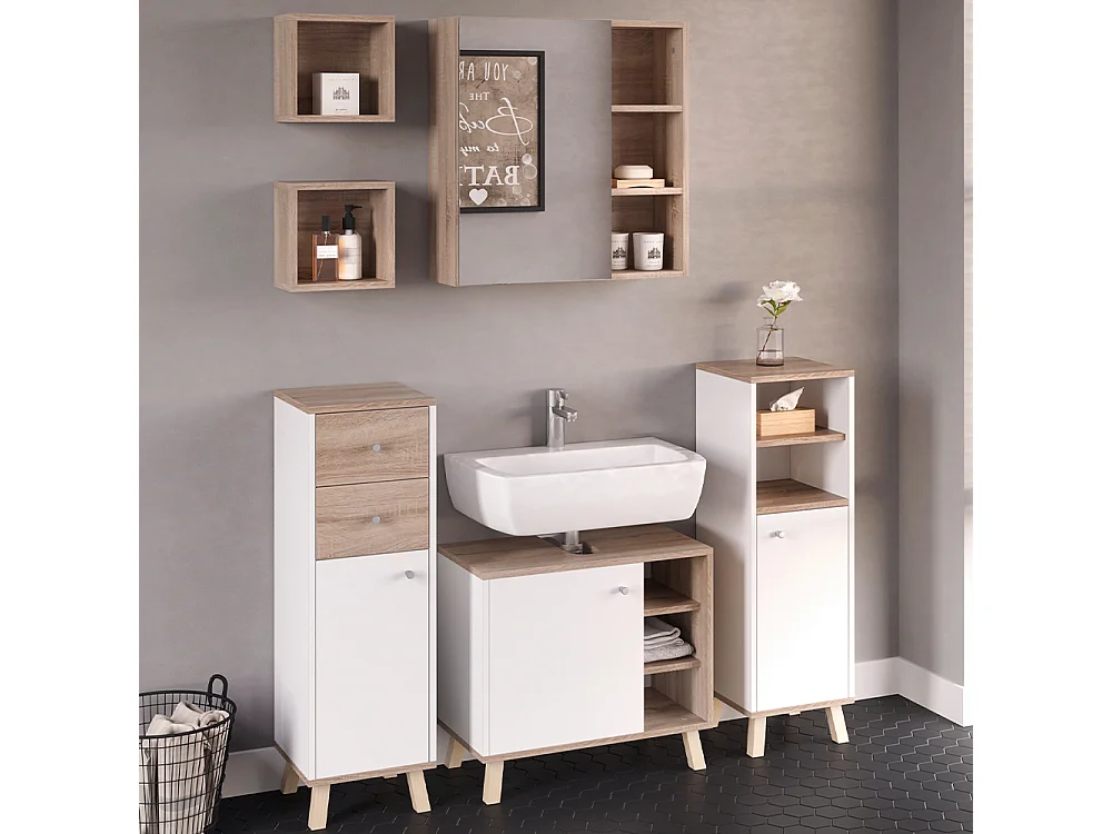 Bathroom furniture set white 62x32x54 senyo