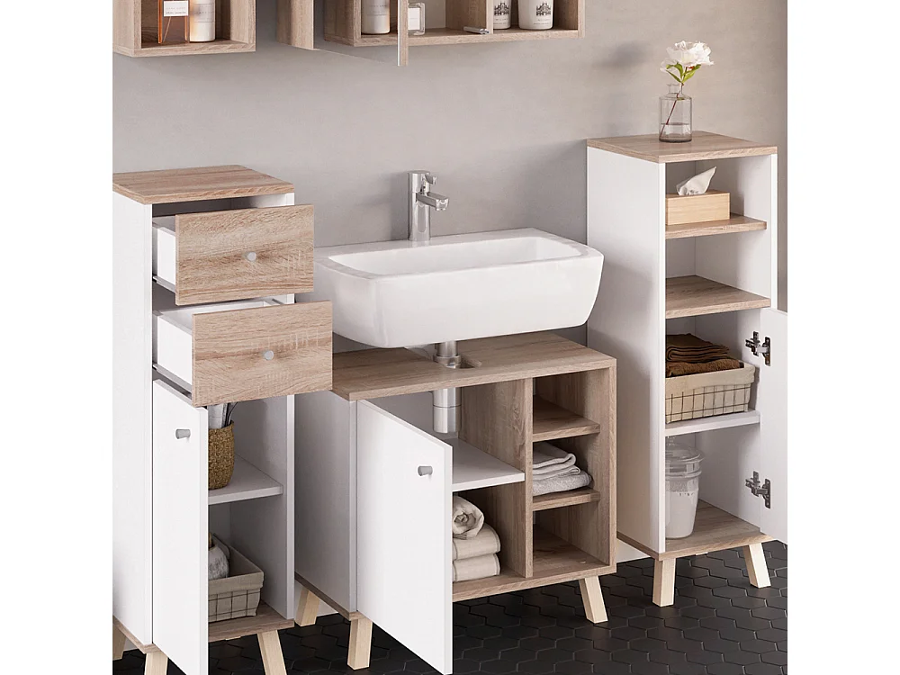 Bathroom furniture set white 62x32x54 senyo