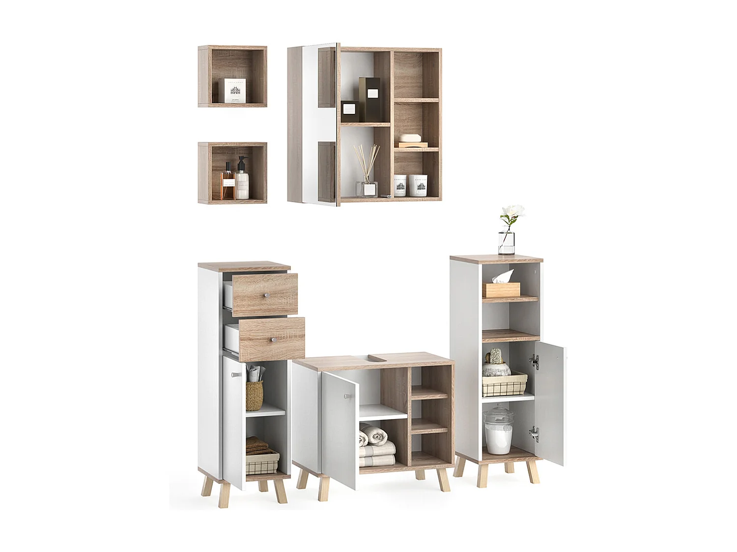 Bathroom furniture set white 62x32x54 senyo