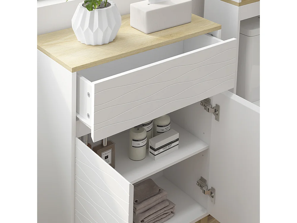 Meubles bain blanc/chêne 60x30x60 livia