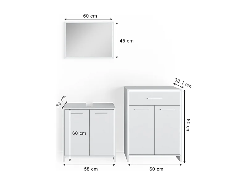 Conjunto de muebles de baño blanco 58x33x60 kiko