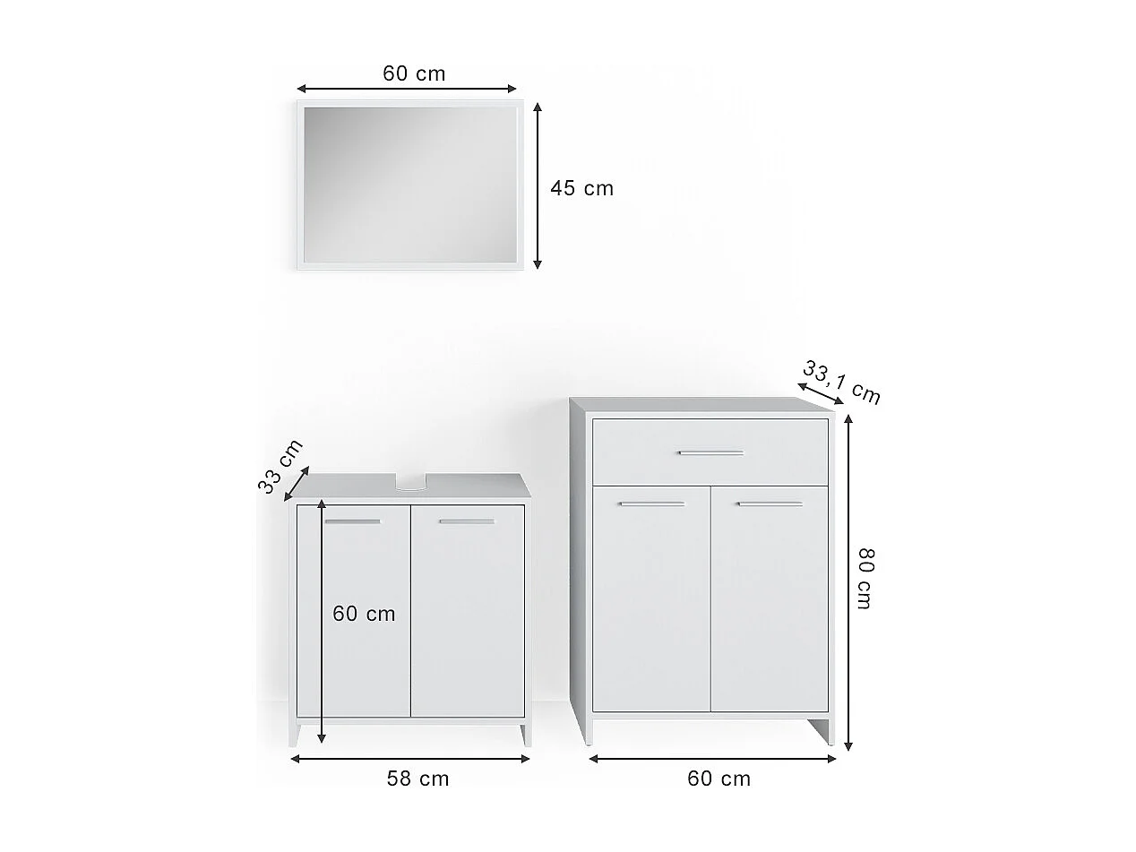 Meubles bain blanc 58x33x60 kiko