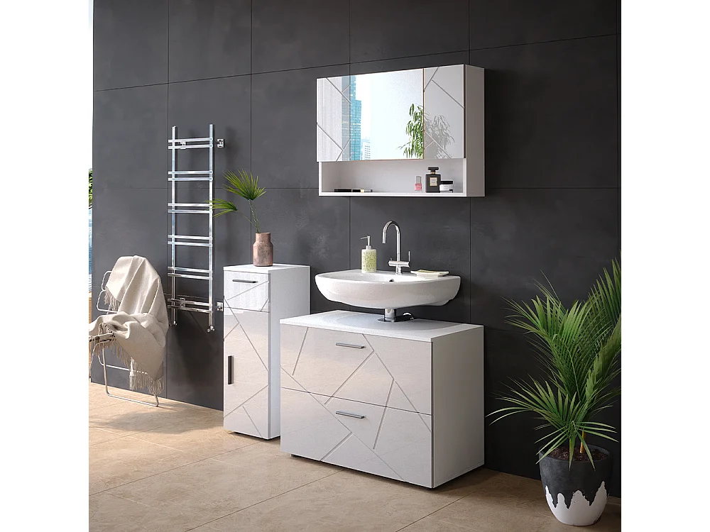 Meubles bain blanc haute brillance 80x41x58.6 irma