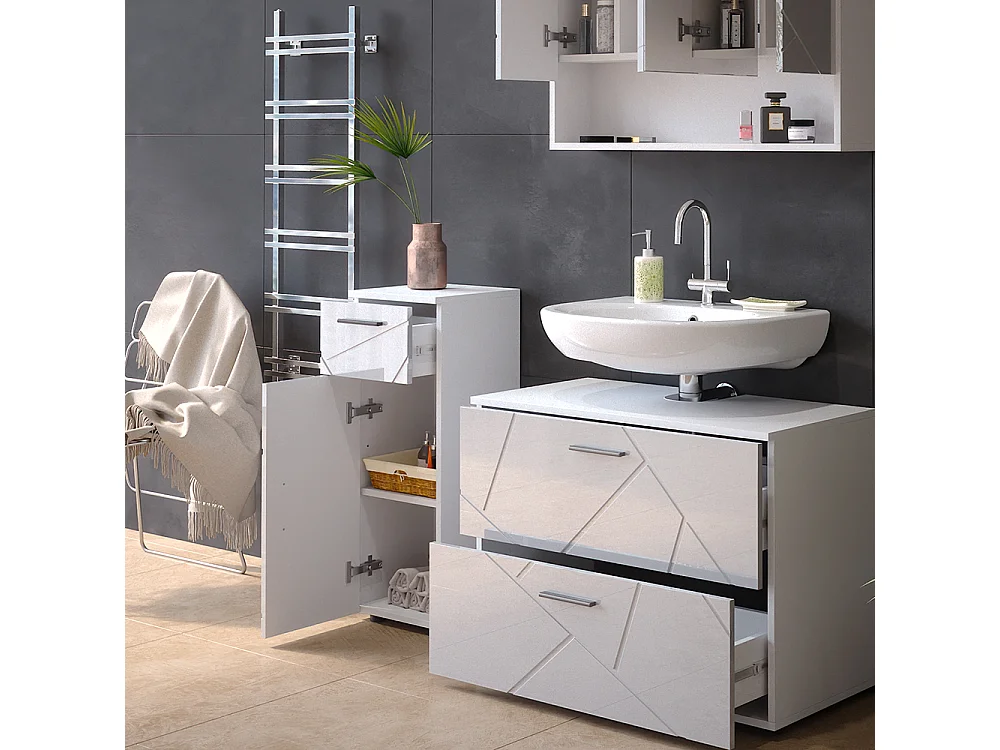 Meubles bain blanc haute brillance 80x41x58.6 irma