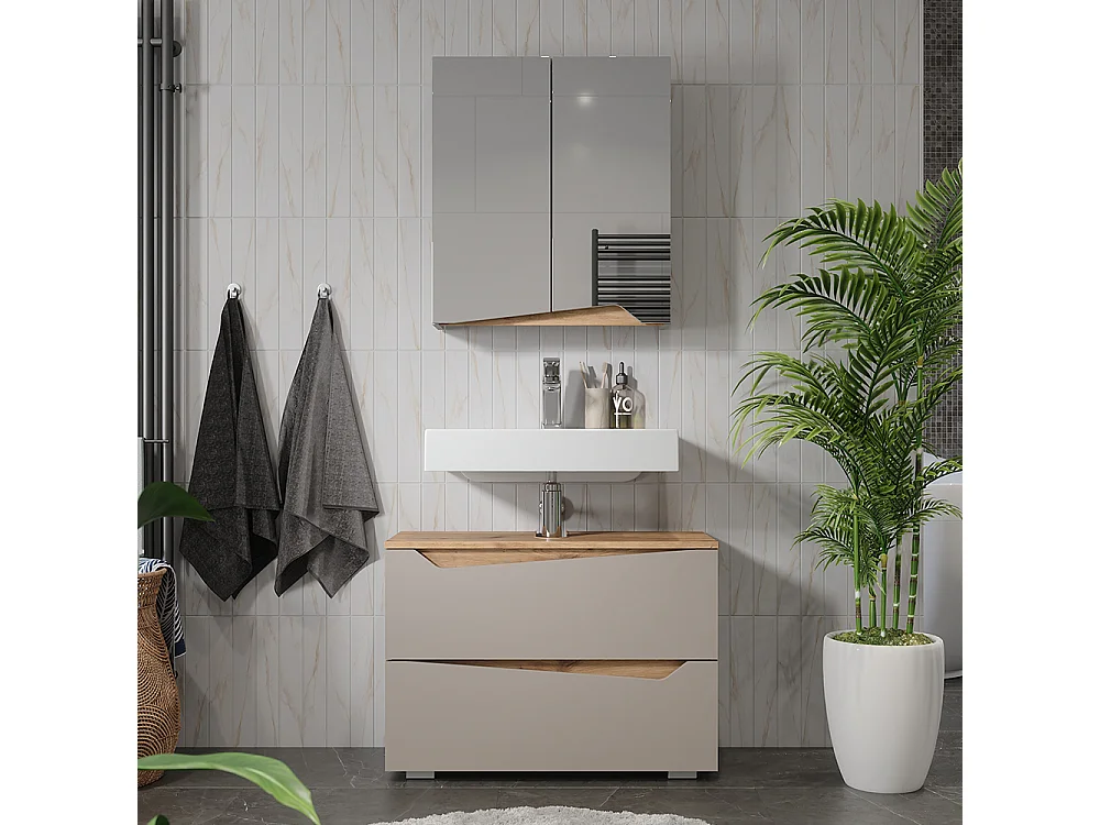 Meubles bain grège 80x35x57.5 marelle