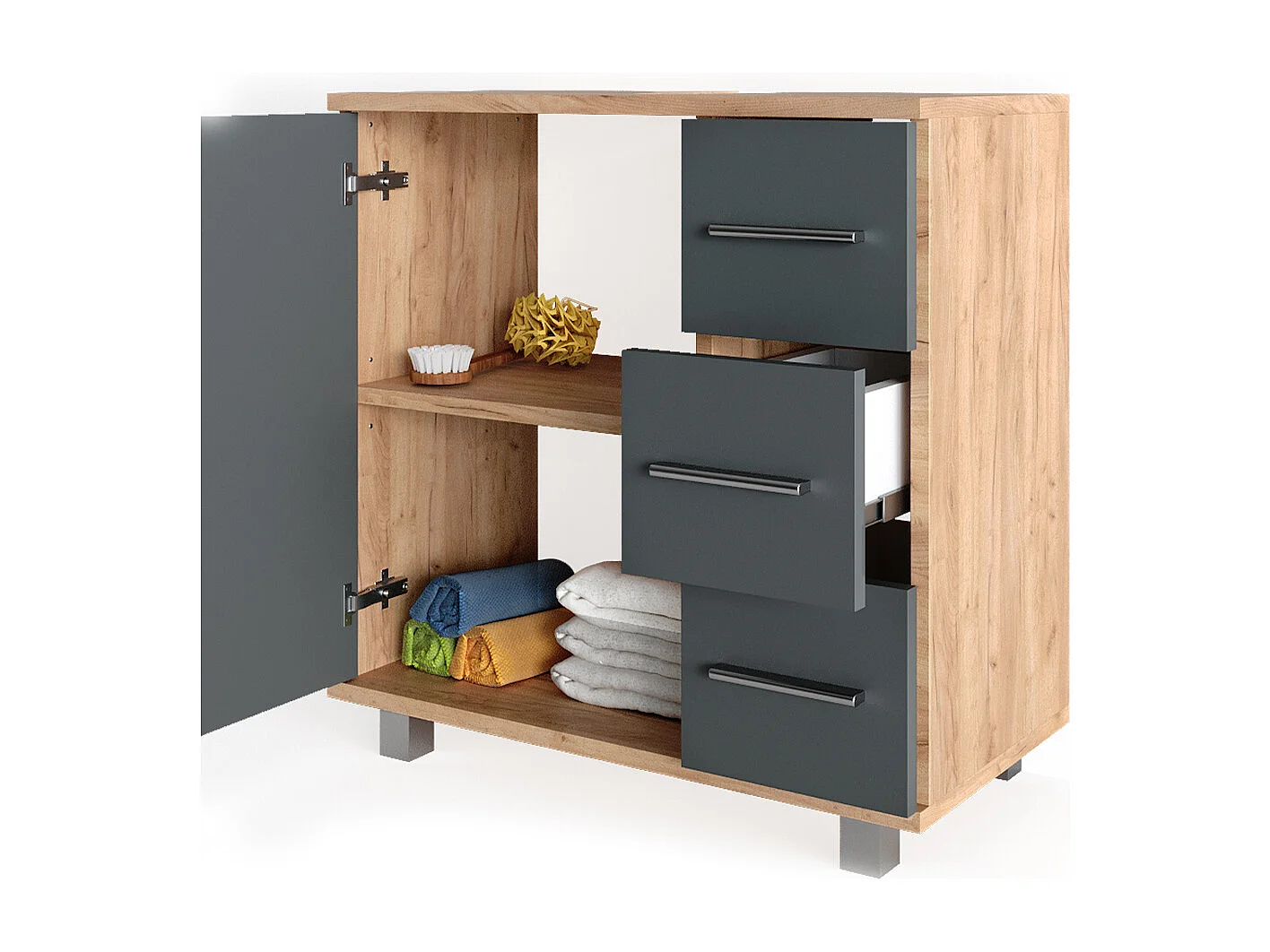 Set mobili bagno rovere 60x33x60.8 ilias