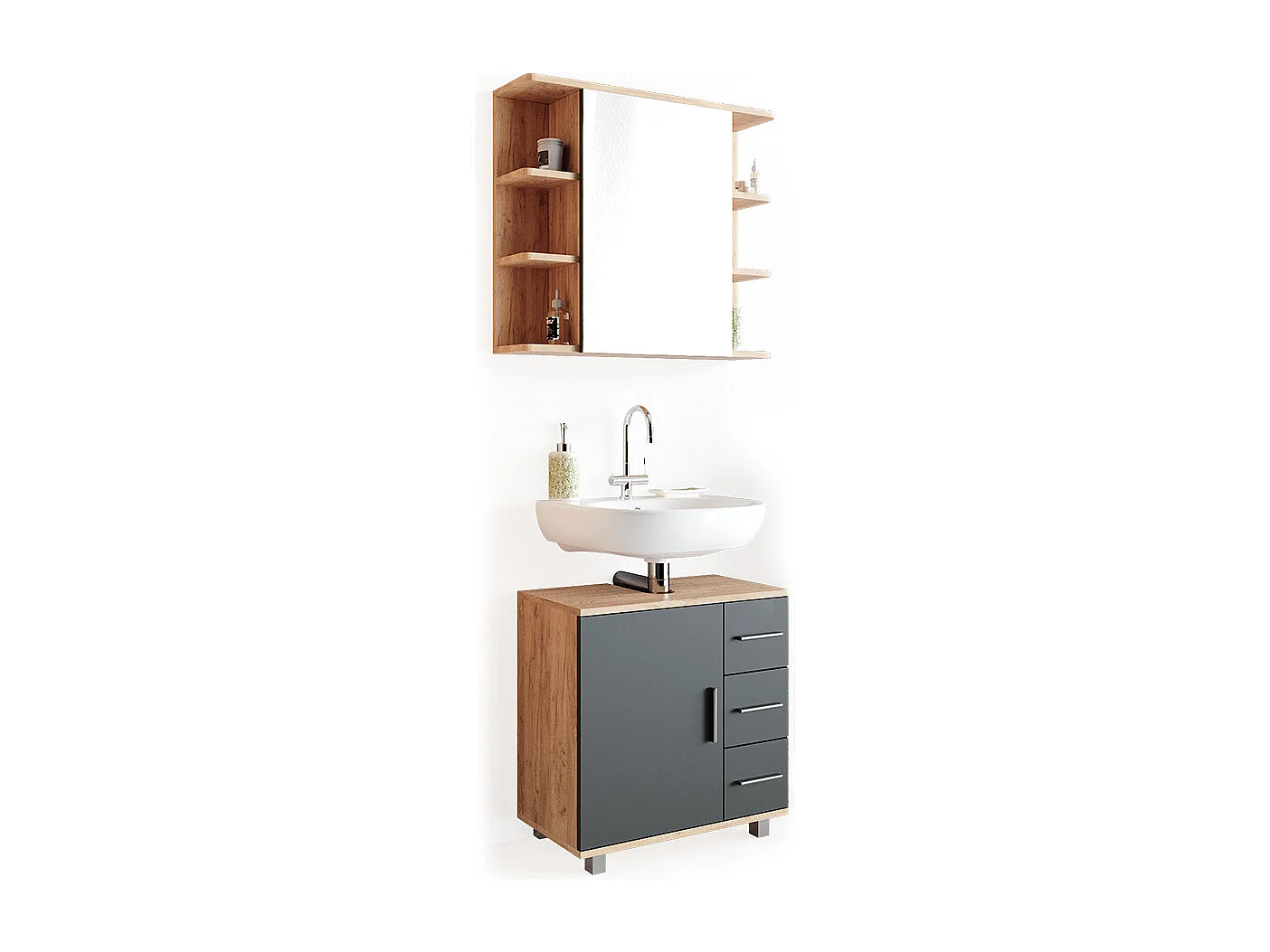 Set mobili bagno rovere 60x33x60.8 ilias